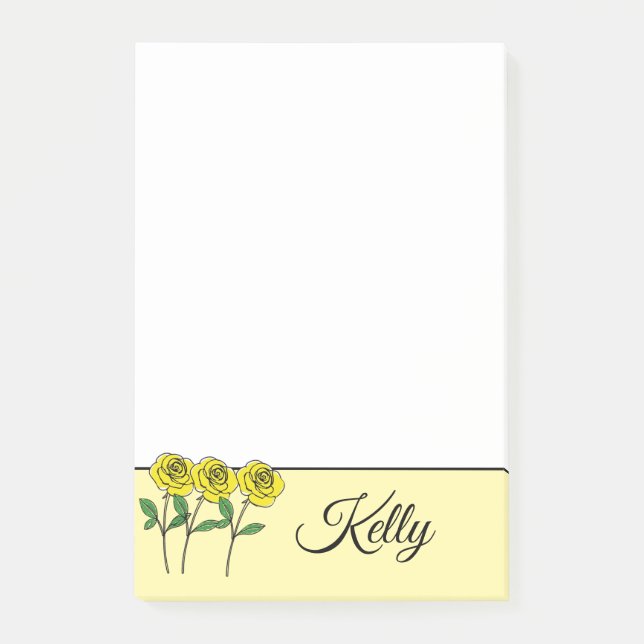 Bloco De Notas Whimsical Hand Drawn Yellow Roses (Frente)