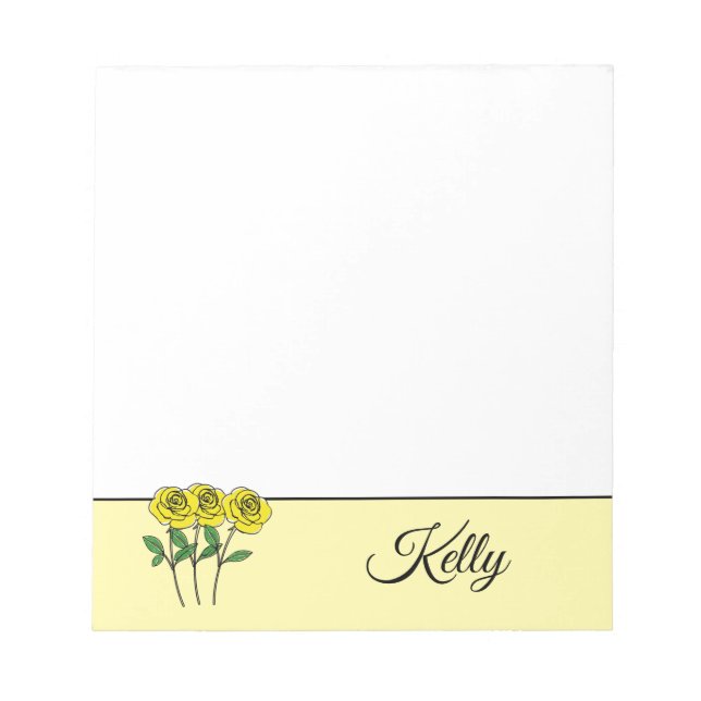 Bloco De Notas Whimsical Hand Drawn Yellow Roses (Frente)