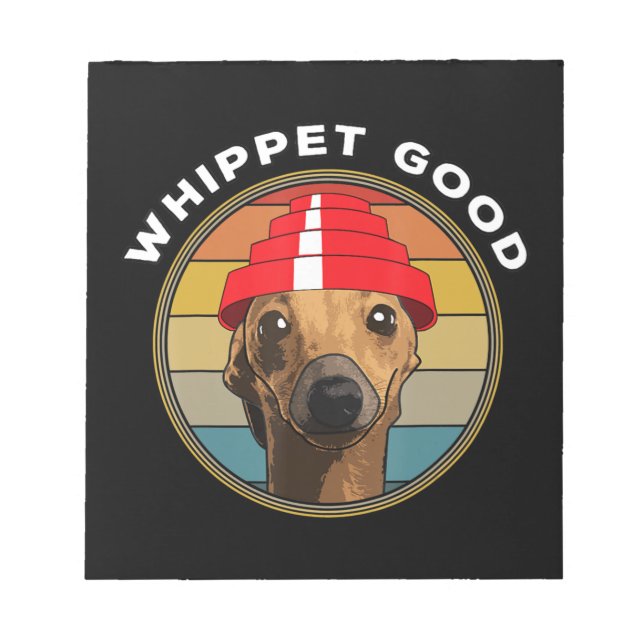 Bloco De Notas Whippet Good Funny 80s Music Dog Design (Frente)