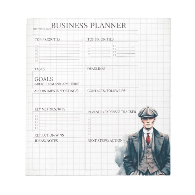 Bloco De Notas White and Black business planner  (Frente)