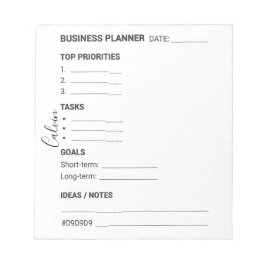 Bloco De Notas White and Black business planner Notepad