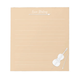 Bloco De Notas White Cello Personalizado Lição de Música Beige