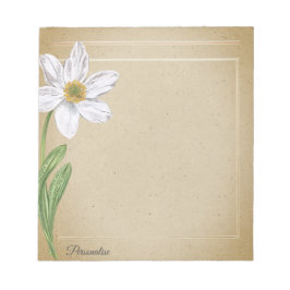 Bloco De Notas White Daffodil Flower Vintage Antigo Papel Pessoal