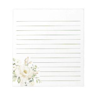 Bloco De Notas White Lily Flowers Floral Peony Feminina Vinculada
