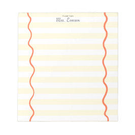Bloco De Notas White & Yellow Stripe Teacher Notepad