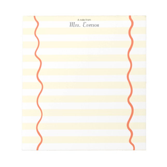 Bloco De Notas White & Yellow Stripe Teacher Notepad (Frente)