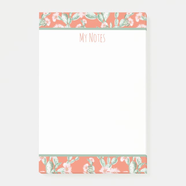 Bloco De Notas Wild Cactus Pattern, cacto (Frente)