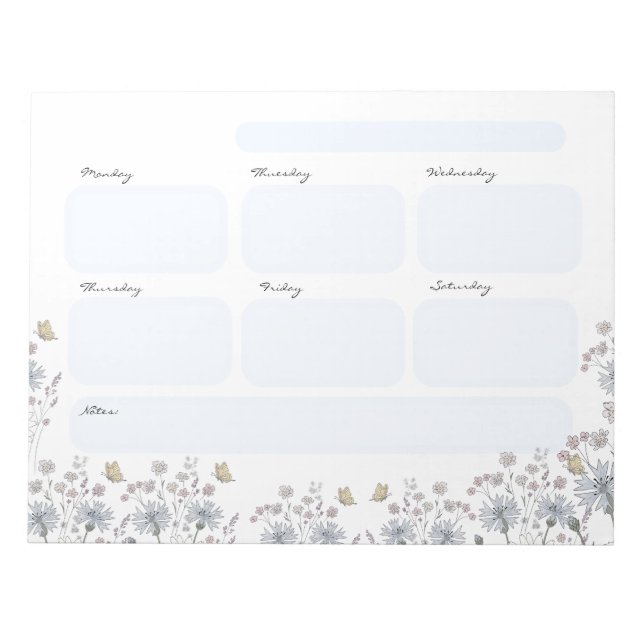 Bloco De Notas Wildflowers with butterfly (Frente)