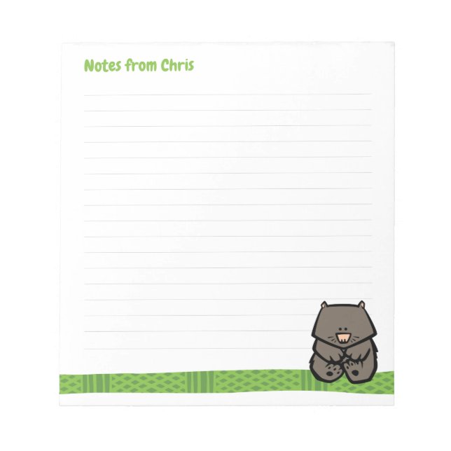 Bloco De Notas Wildlife Wombat Note Pad (Frente)