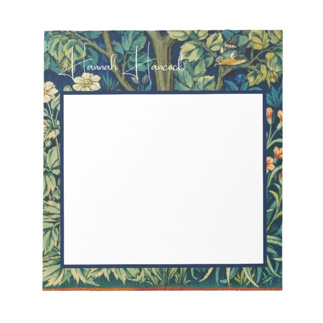 Bloco De Notas William Morris Birds em uma árvore (Frente)