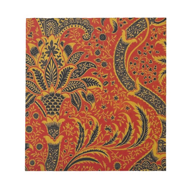 Bloco De Notas William Morris Índia Vermelho Floral Vintage Cláss (Frente)