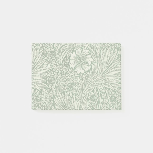 Bloco De Notas william morris marigold verde floral flor (Frente)