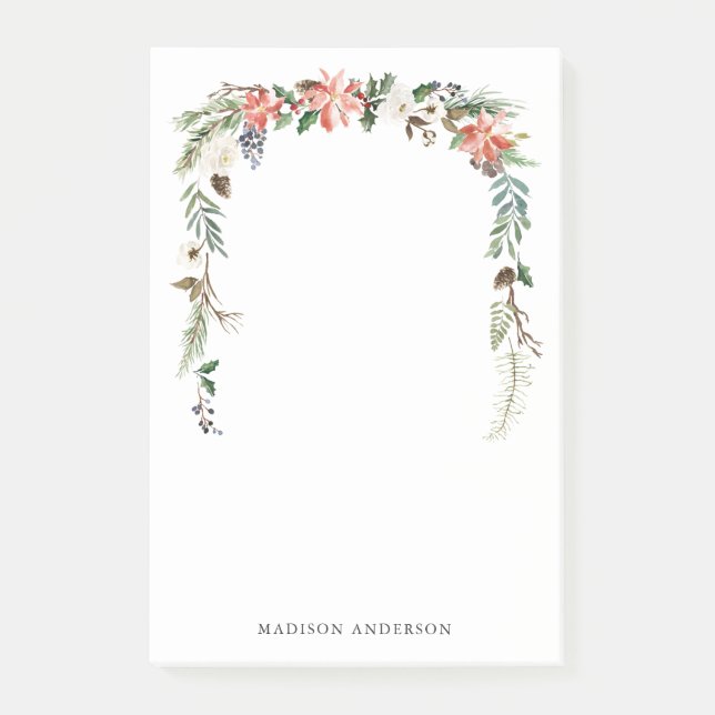 Bloco De Notas Winter Floral | Feriado Personalizado (Frente)