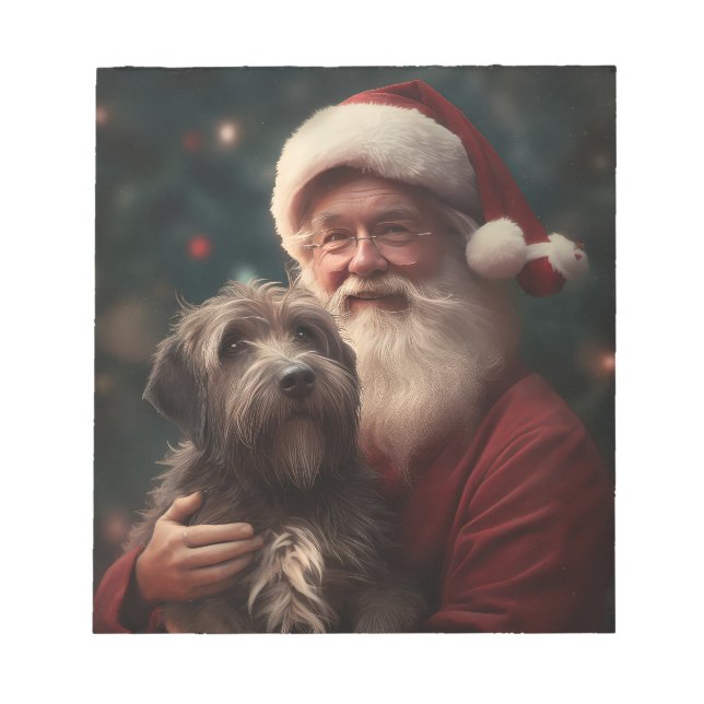 Bloco De Notas Wirehaired Pointing Griffon Papai Noel Natal (Frente)