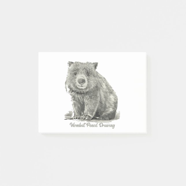 Bloco De Notas Wombat Pencil Drawing (Frente)