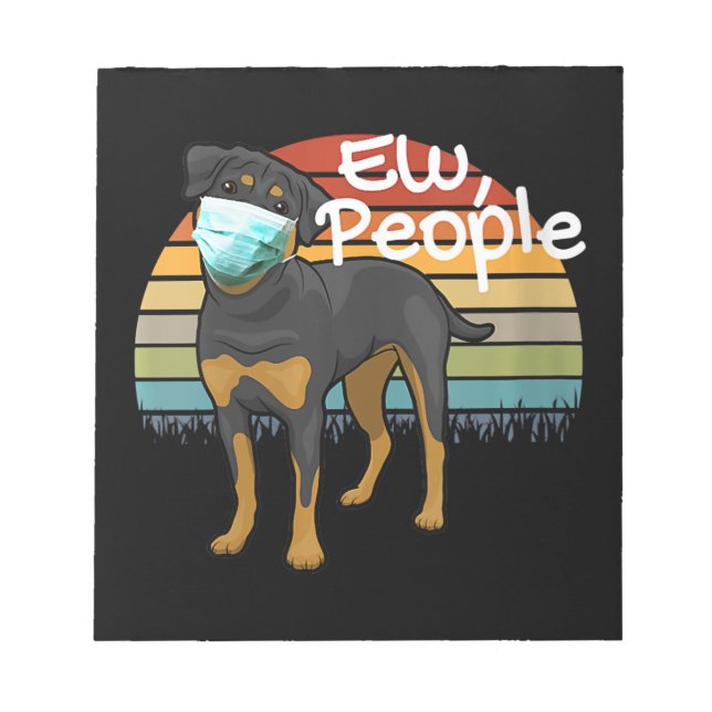 Bloco De Notas Womens Rottweiler Puppy com Máscara - Ew Pessoas - (Frente)