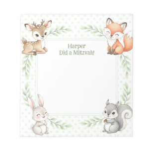 Bloco De Notas Woodland Animal Personalizado Mitzvah Notas Notepa