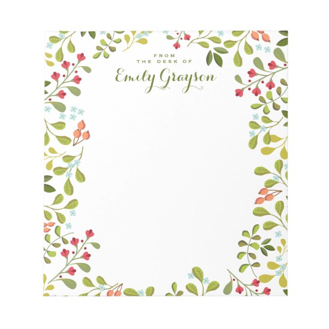 Bloco De Notas Woodland Wildflower Social Stationery Personalizad (Frente)