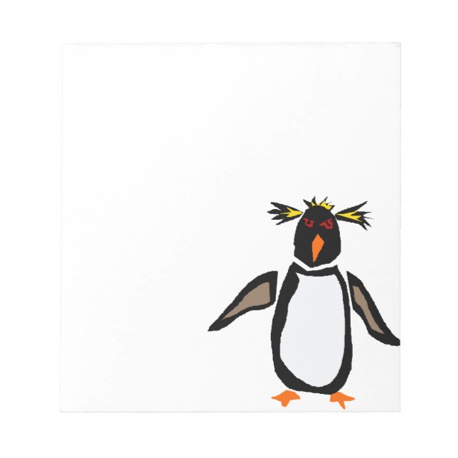 Bloco De Notas WW- Engraçado Rockhopper Penguin Arte Primitiva (Frente)
