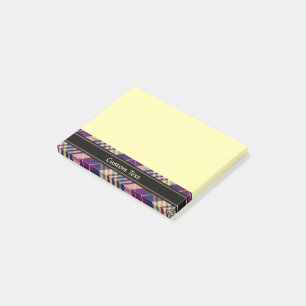 Bloco De Notas Xadrez azul, dourado e roxo