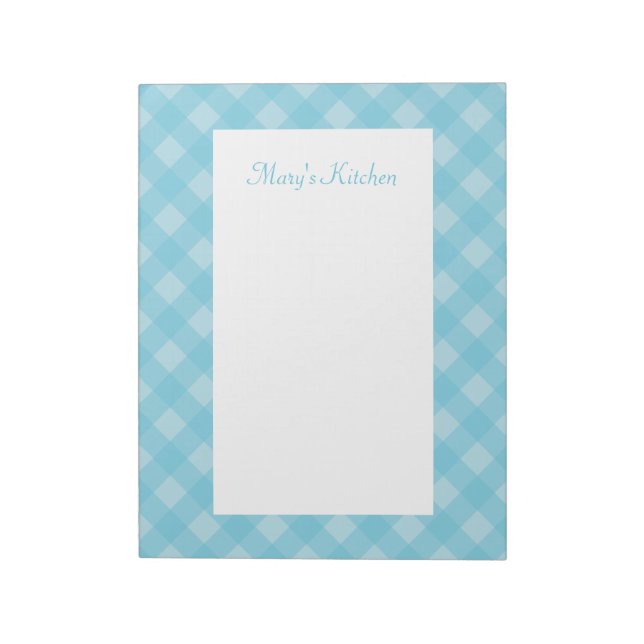 Bloco de Notas Xadrez Azul Personalizado (Invertido)