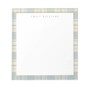 Bloco De Notas Xadrez Azul Verde Minimalista Elegante