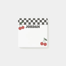 Bloco De Notas Xadrez da Moda & Personalizado Nome Cereja