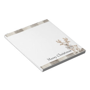 Bloco De Notas Xadrez de Creme Orgânico Gelado Grelha de Natal