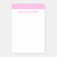 Xadrez de Gingham, rosa e branco, personalizada