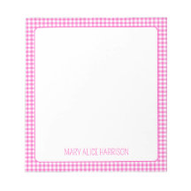 Xadrez de Gingham, rosa e branco, personalizada