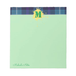 Bloco De Notas Xadrez de Script Personalizado Tartan Splash Monog