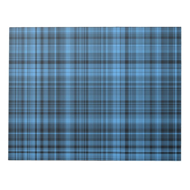 Bloco De Notas Xadrez Escocês Preto Azul  (Frente)