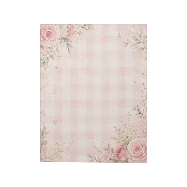 Bloco de Notas Xadrez Floral Fé (Invertido)