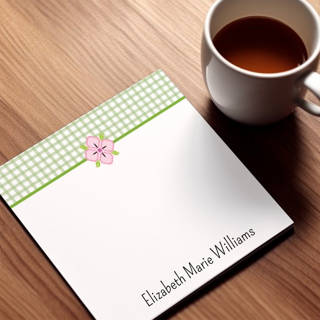Bloco De Notas Xadrez Inglês Verde Floral Personalizado (Criador carregado)