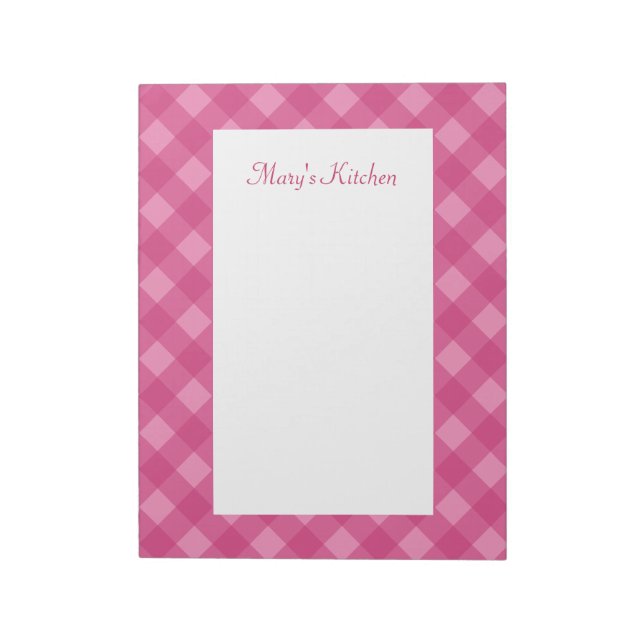 Bloco de Notas Xadrez Rosa Personalizado (Invertido)