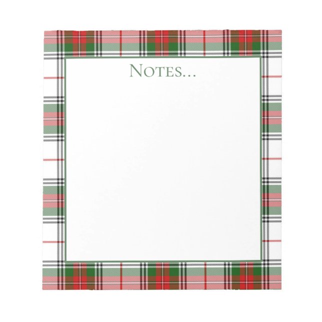 Bloco de notas Xadrez Tartan (Frente)