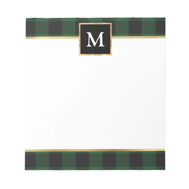 Bloco De Notas Xadrez Verde e Preto Personalizado com Dourado (Frente)
