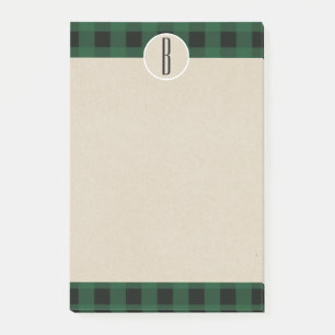 Bloco De Notas Xadrez Verde Negra Kraft Monograma Russo Inicial