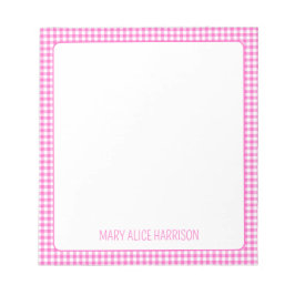 Bloco De Notas Xadrezinho Rosa e Branco Personalizado