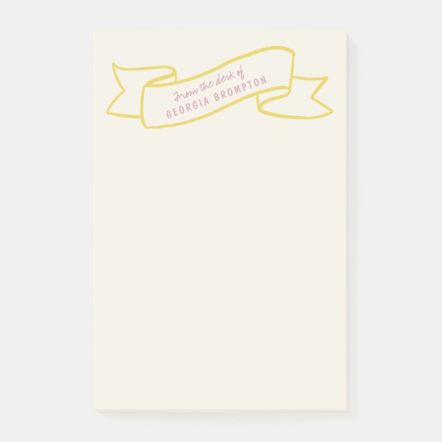 Bloco De Notas Yellow Banner Violet Purple Personalized Name (Frente)