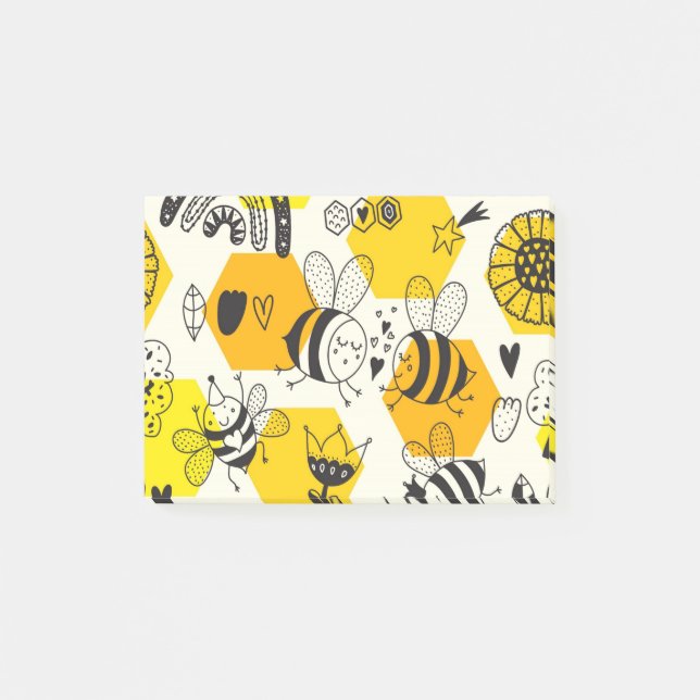 Bloco De Notas Yellow Bee and Rainbow Design (Frente)