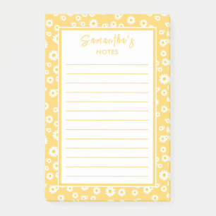 Bloco De Notas Yellow Boho Primavera Daisies