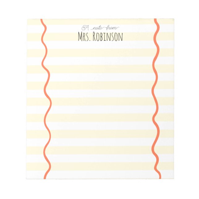 Bloco De Notas Yellow Line Personalized Teacher Notepad (Frente)