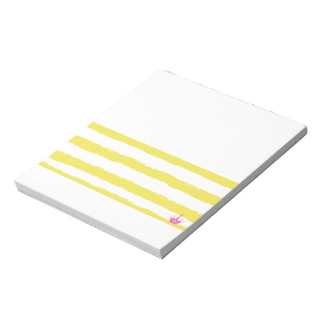 Bloco De Notas Yellow stripes and a pink crown Notepad (Invertido)