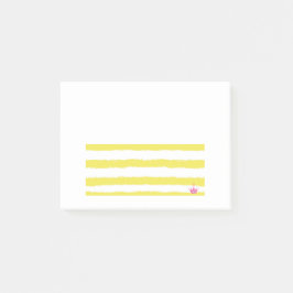 Bloco De Notas Yellow stripes and a pink crown Post-It Notes