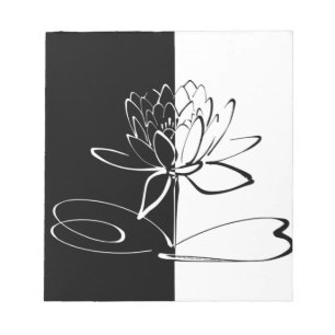Bloco De Notas Yin Yang Black White Lotus Blossom