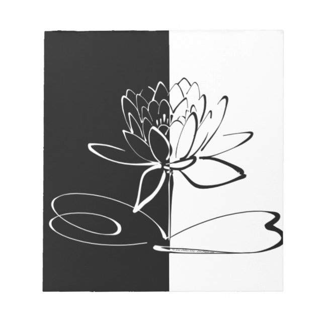 Bloco De Notas Yin Yang Black White Lotus Blossom (Frente)