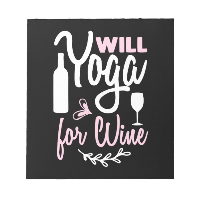 Bloco De Notas Yoga Lover | Ioga Will For Wine (Frente)