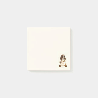 Bloco De Notas Yogi the Basset Hound on Scooter Post it note pad 