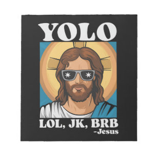 Bloco De Notas YOLO LOL JK BRB Jesus Engraçado Páscoa